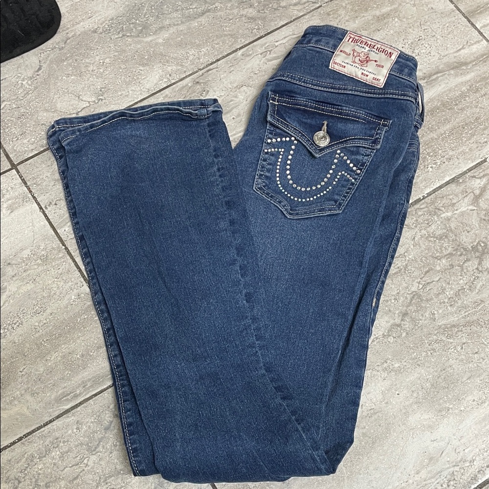 True Religion Women's Dark Blue Straight Leg Jeans
